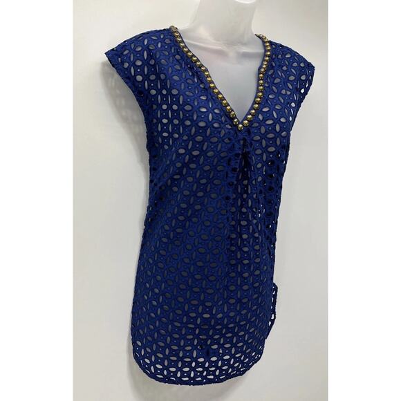 Lilly Pulitzer For Target Navy Blue Eyelet Cover Up Size XS - Picture 2 of 8